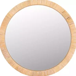 Kirklands Home Decorative Mirrors|Natural Wood Wrapped Mila Wall Mirror