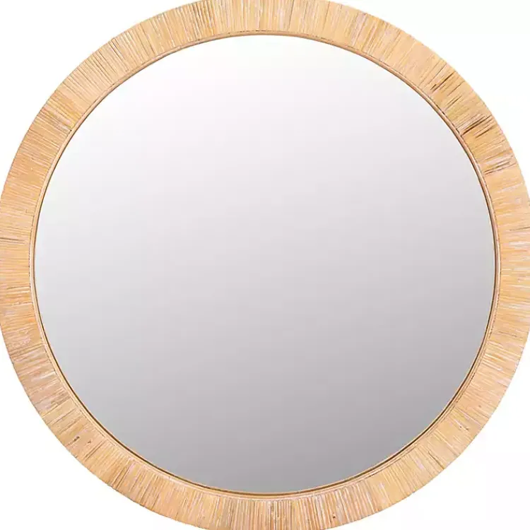 Kirklands Home Decorative Mirrors|Natural Wood Wrapped Mila Wall Mirror