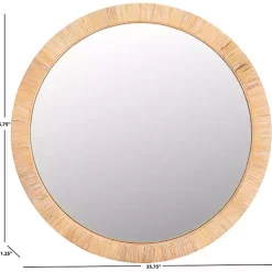Kirklands Home Decorative Mirrors|Natural Wood Wrapped Mila Wall Mirror