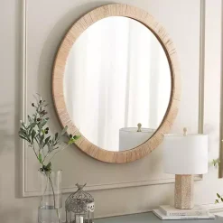 Kirklands Home Decorative Mirrors|Natural Wood Wrapped Mila Wall Mirror