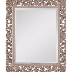 Kirklands Home Decorative Mirrors|Natural Wooden Beveled Wall Mirror