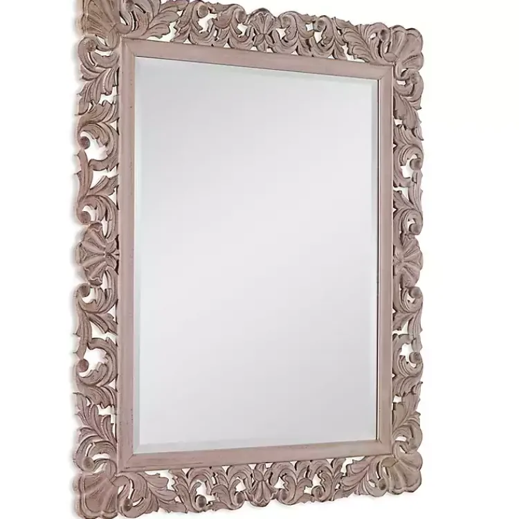 Kirklands Home Decorative Mirrors|Natural Wooden Beveled Wall Mirror