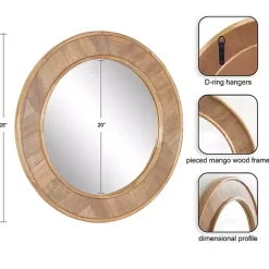 Kirklands Home Decorative Mirrors|Natural Woodgrain Round Wall Mirror Brown