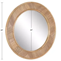 Kirklands Home Decorative Mirrors|Natural Woodgrain Round Wall Mirror Brown