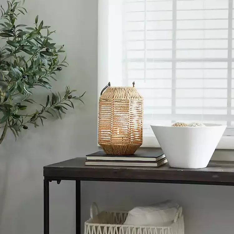 Clearance Natural Woven Lantern with Glass Holder, 12in. Lanterns