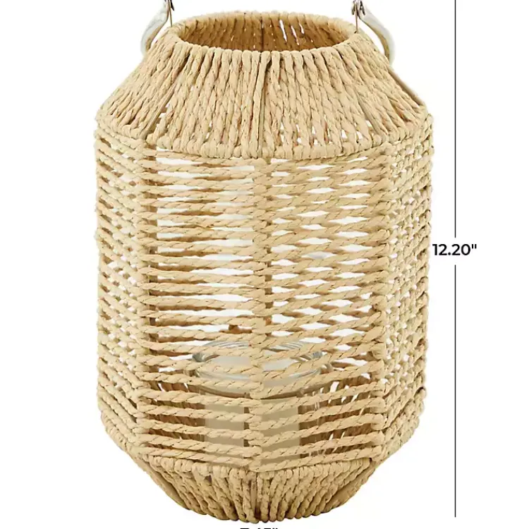 Clearance Natural Woven Lantern with Glass Holder, 12in. Lanterns