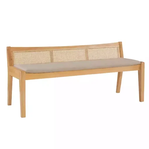 Kirklands Home Entryway Furniture|Natural Woven Rat Back Minimalist Bench Tan