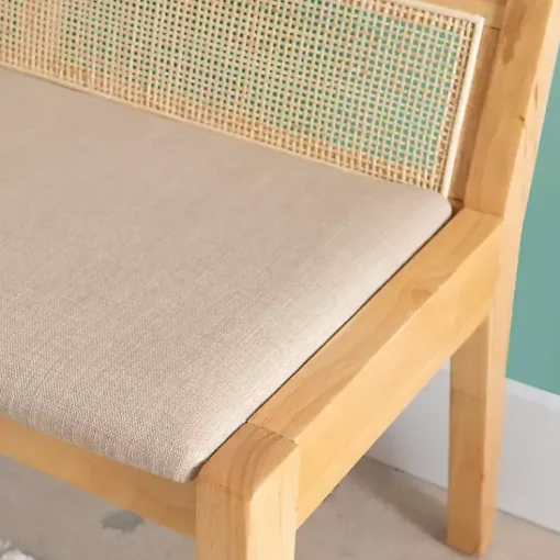 Kirklands Home Entryway Furniture|Natural Woven Rat Back Minimalist Bench Tan