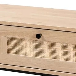 Kirklands Home Console Tables|Natural Woven Rat 2-Drawer Console Table Tan