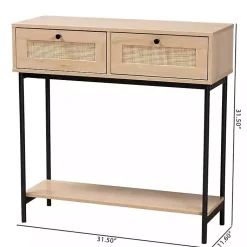 Kirklands Home Console Tables|Natural Woven Rat 2-Drawer Console Table Tan