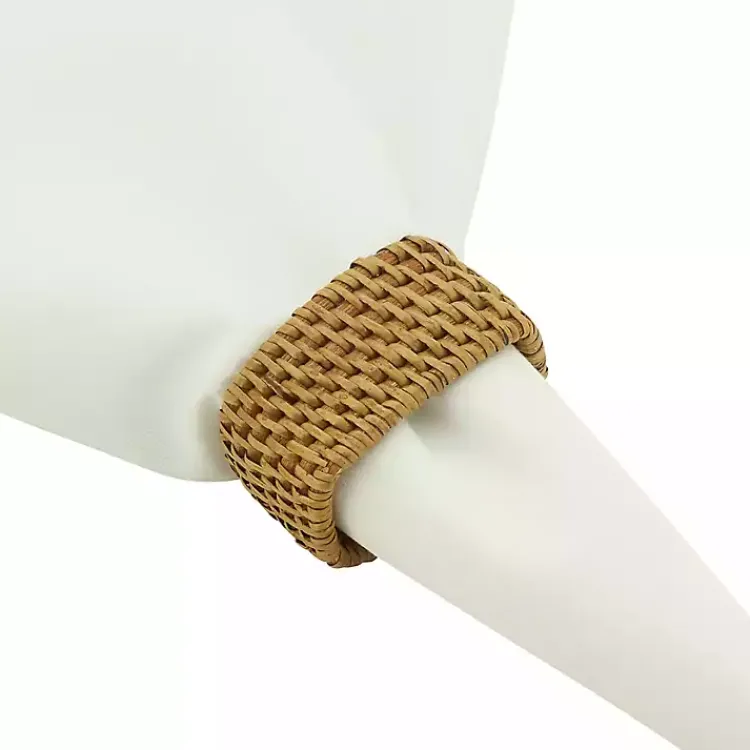 Kirklands Home Kitchen Accessories|Natural Woven Rat Oval Napkin Rings, Set of 4 Tan