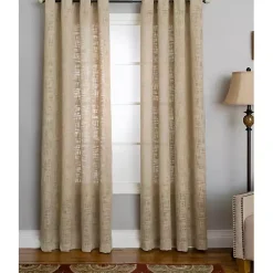Kirklands Home Curtains & Drapes|Natural Woven Single Curtain Panel, 84 in. Tan