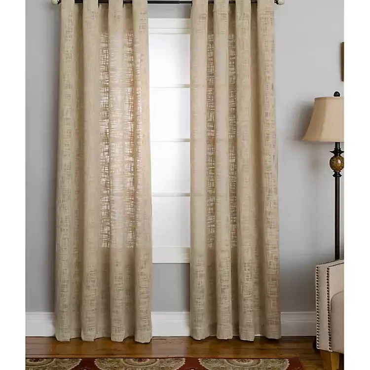 Kirklands Home Curtains & Drapes|Natural Woven Single Curtain Panel, 84 in. Tan