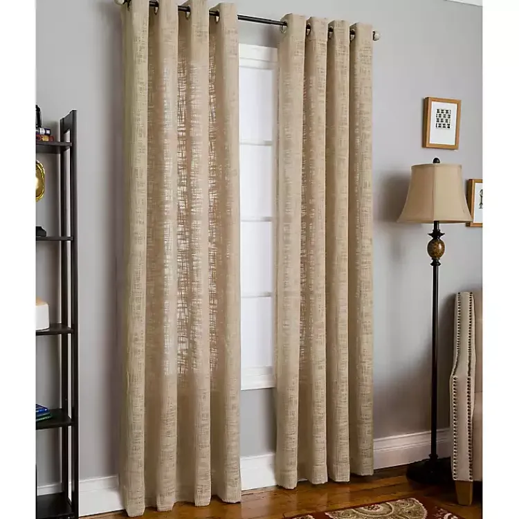 Kirklands Home Curtains & Drapes|Natural Woven Single Curtain Panel, 84 in. Tan