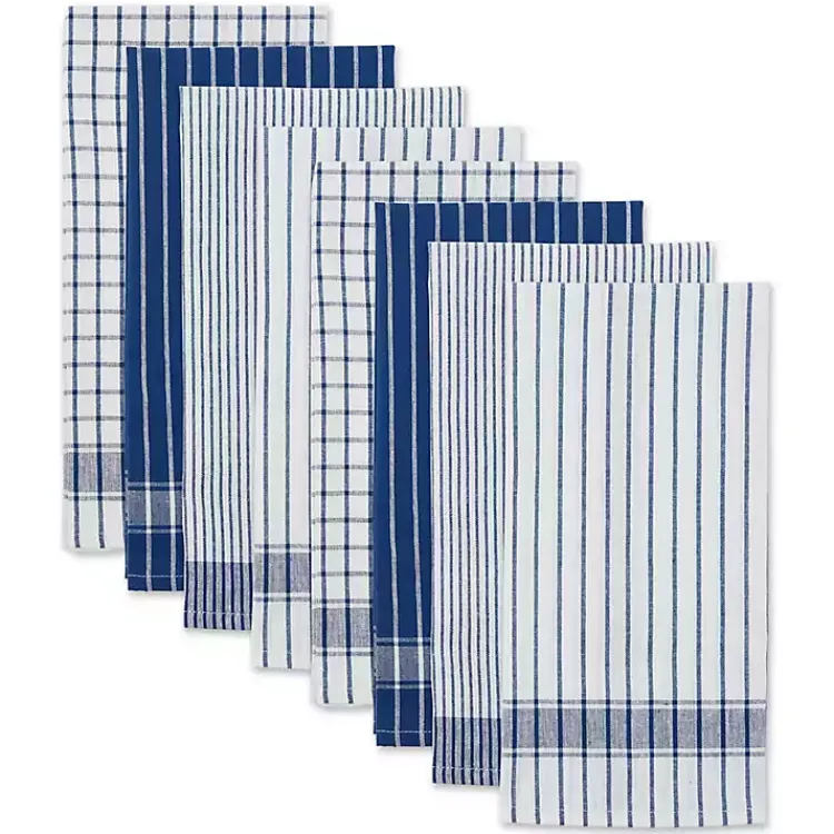 Kirklands Home Kitchen Accessories|Nautical Blue Basic Assorted Dishtowels, Set of 8