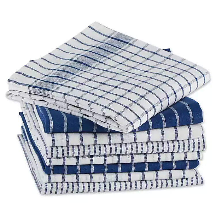 Kirklands Home Kitchen Accessories|Nautical Blue Basic Assorted Dishtowels, Set of 8