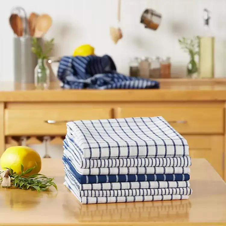 Kirklands Home Kitchen Accessories|Nautical Blue Basic Assorted Dishtowels, Set of 8