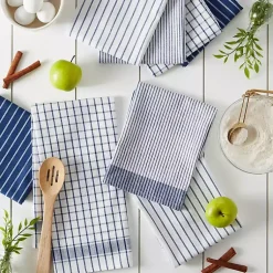Kirklands Home Kitchen Accessories|Nautical Blue Basic Assorted Dishtowels, Set of 8
