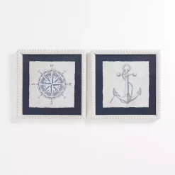 Kirklands Home Framed Art|Nautical Icons Beaded Framed Art Prints, Set of 2