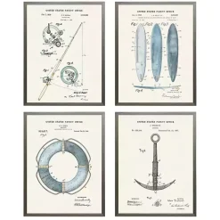 Kirklands Home Framed Art|Nautical Patent Framed Art Prints, Set of 4