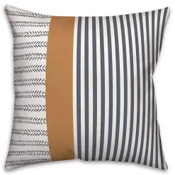 Kirklands Home Outdoor Cushions & Pillows|Navy & Burnt Orange Stripes Indoor/Outdoor Pillow