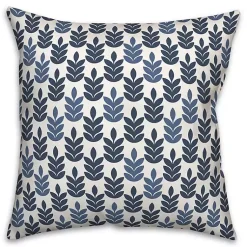 Kirklands Home Outdoor Cushions & Pillows|Navy & White Leaves Indoor/Outdoor Pillow