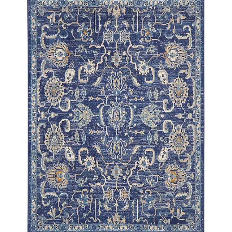 Kirklands Home Area Rugs|Navy and Beige Botanical Area Rug, 5x7