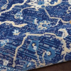 Kirklands Home Area Rugs|Navy and Beige Botanical Area Rug, 5x7