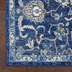 Kirklands Home Area Rugs|Navy and Beige Botanical Area Rug, 7x10