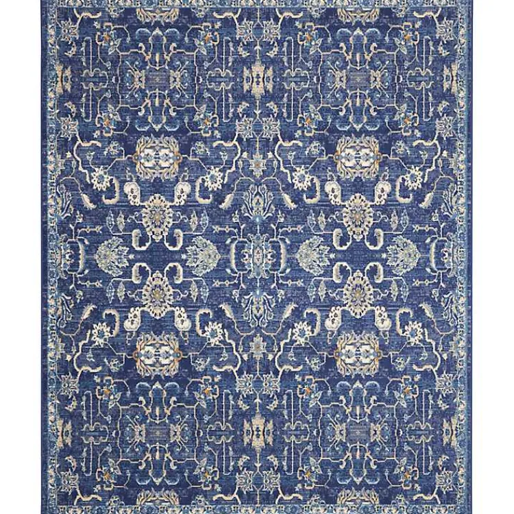 Kirklands Home Area Rugs|Navy and Beige Botanical Area Rug, 7x9