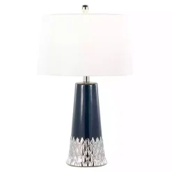 Kirklands Home Table Lamps|Navy and Silver Piper Table Lamp White