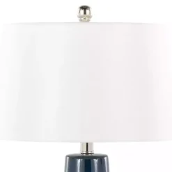 Kirklands Home Table Lamps|Navy and Silver Piper Table Lamp White