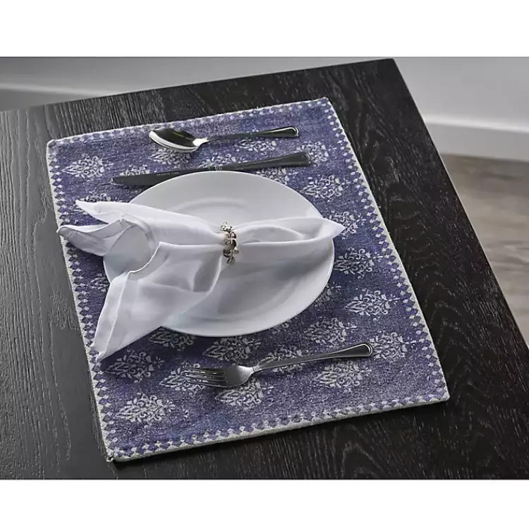 Kirklands Home Table Linens|Navy and White Decorative Placemats, Set of 4 Blue