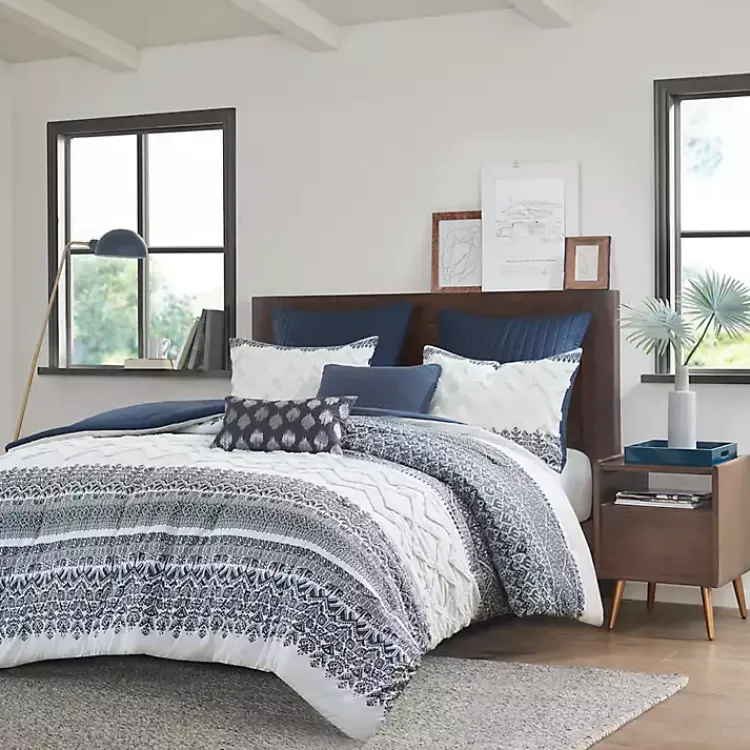 Kirklands Home Comforters|Navy and White 3-pc. Full/Queen Comforter Set
