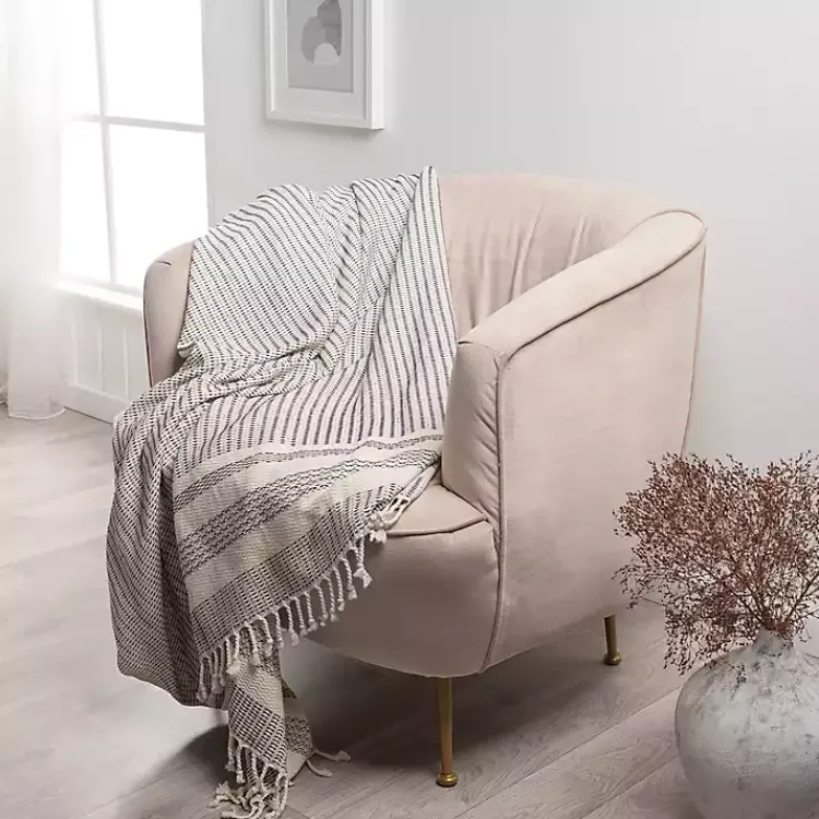 Hot Navy and White Stripes Cotton Throw Blankets & Throws