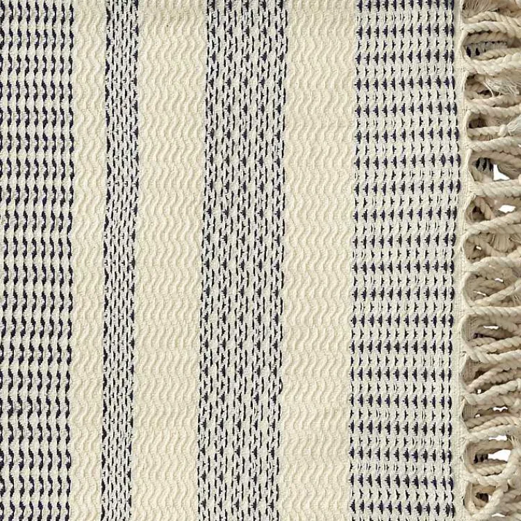 Hot Navy and White Stripes Cotton Throw Blankets & Throws