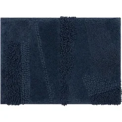 Kirklands Home Bathroom Rugs|Navy Asymmetrical Cotton Bath Mat Blue