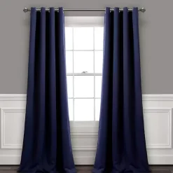 Kirklands Home Curtains & Drapes|Navy Blackout Curtain Panel Set, 95 in. Blue