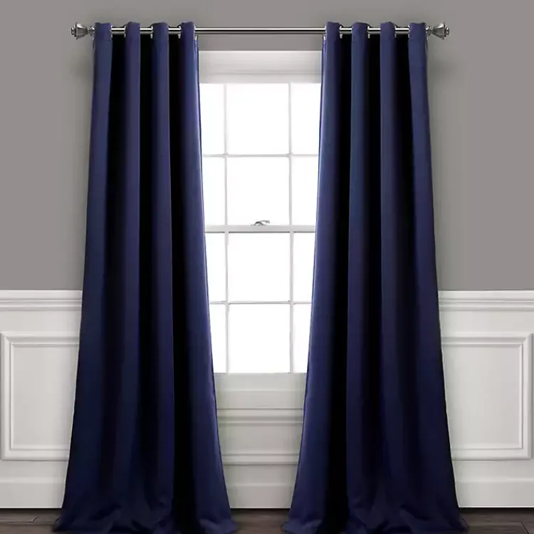 Kirklands Home Curtains & Drapes|Navy Blackout Curtain Panel Set, 95 in. Blue