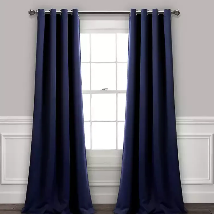 Kirklands Home Curtains & Drapes|Navy Blackout Curtain Panel Set, 108 in. Blue