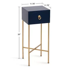 Kirklands Home Accent & End Tables|Navy and Gold Glam Accent Table Blue
