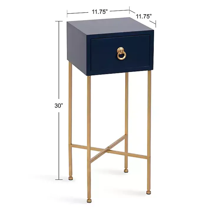 Kirklands Home Accent & End Tables|Navy and Gold Glam Accent Table Blue