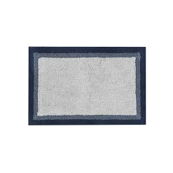 Kirklands Home Bathroom Rugs|Navy Border Cotton Bath Mat, 27x45 Blue