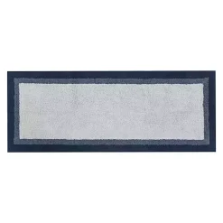Kirklands Home Bathroom Rugs|Navy Border Cotton Bath Runner Blue