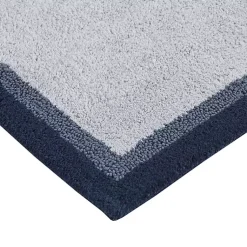 Kirklands Home Bathroom Rugs|Navy Border Cotton Bath Runner Blue