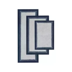 Kirklands Home Bathroom Rugs|Navy Border Cotton Bath Runner Blue