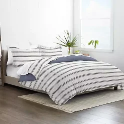 Kirklands Home Duvets|Navy Blue Echo Stripe 2-pc. Twin Duvet Cover Set