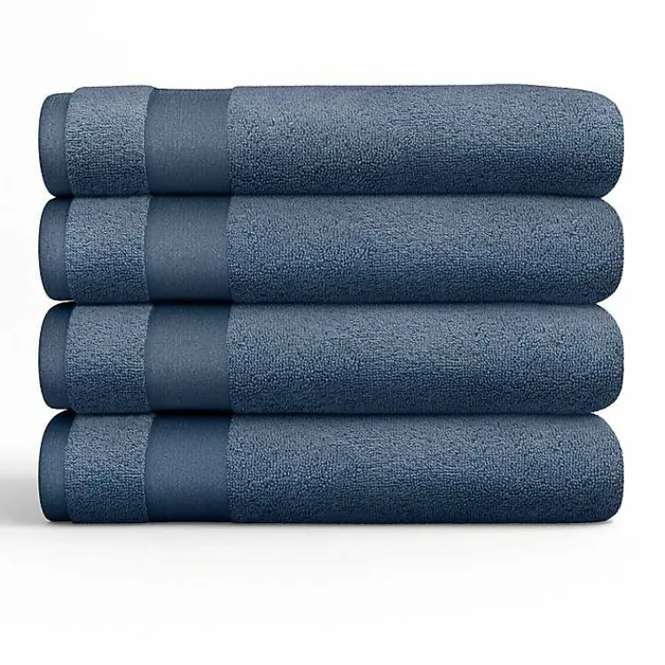 Kirklands Home Bath Towels|Navy Essential Cotton Bath Towels, Set of 4 Blue