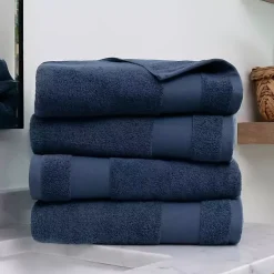Kirklands Home Bath Towels|Navy Essential Cotton Bath Towels, Set of 4 Blue