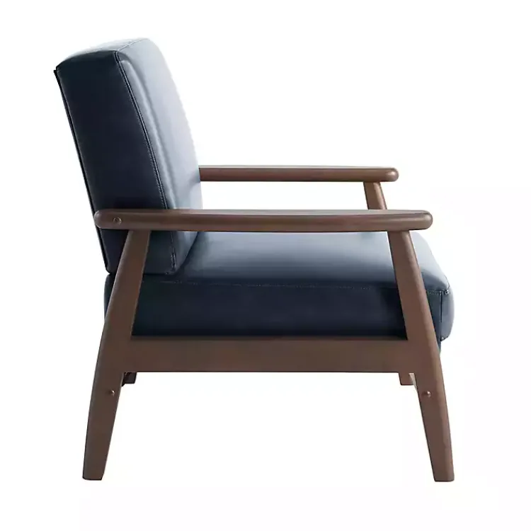 Kirklands Home Accent Chairs|Navy Faux Leather Ambon Accent Chair Blue